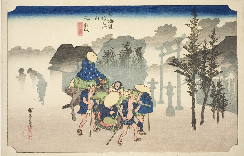 Mishima im Morgennebel, Utagawa Hiroshige (1797–1858)